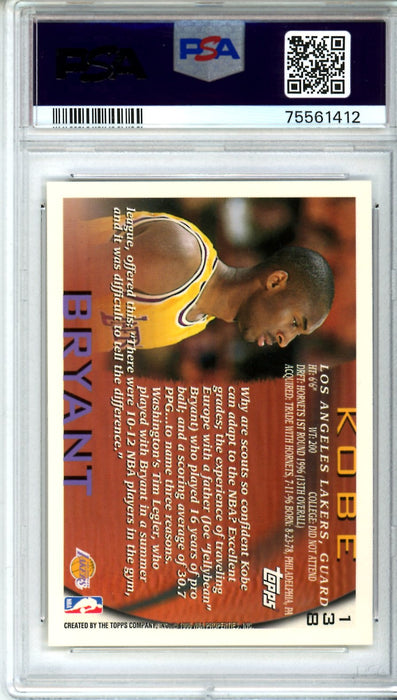 PSA 8 NM-MT Kobe Bryant 1996 Topps #138
