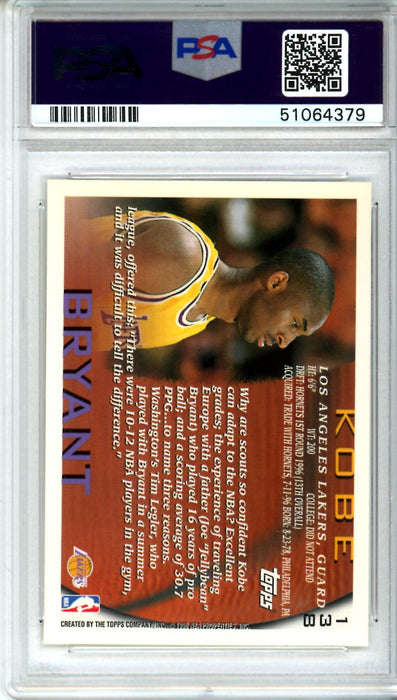 PSA 9 MINT Kobe Bryant 1996 Topps #138