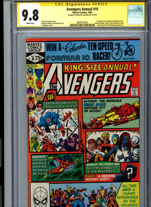 CGC 9.8 Signature Series Avengers Annual #10 1st app Rogue & Pryor. Signed Golden