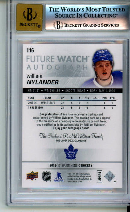 BGS 9 MINT Auto 10 William Nylander Future Watch Auto 2016-17 SP Authentic