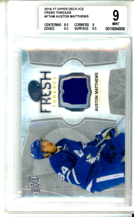 BGS 9 MINT Auston Matthews 2016-17 Upper Deck ICE Fresh Threads #FTAM