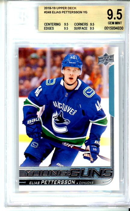 BGS 9.5 GEM MINT Elias Pettersson Young Guns 2018-19 Upper Deck #248