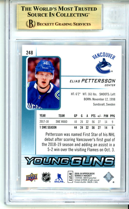 BGS 9.5 GEM MINT Elias Pettersson Young Guns 2018-19 Upper Deck #248