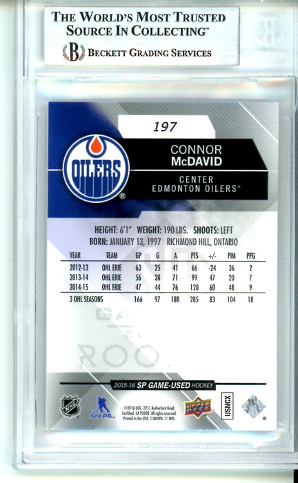 BGS 8 NM-MT Connor McDavid 93/97 2015-16 SP Game Used #197