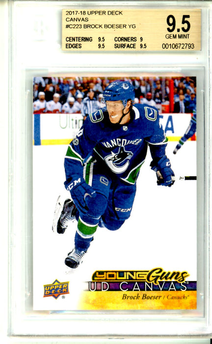 BGS 9.5 GEM MINT Brock Boeser Young Guns 2017-18 Upper Deck Canvas #C223