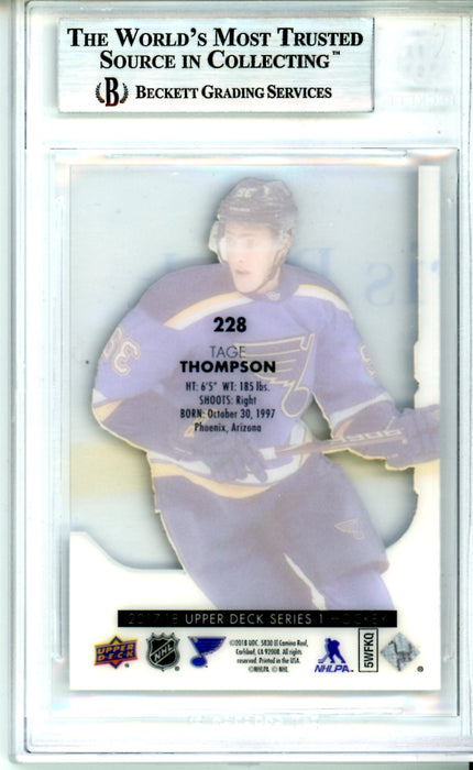 BGS 9 MINT Tage Thompson Young Guns 2017-18 Upper Deck Clear Cut #228B