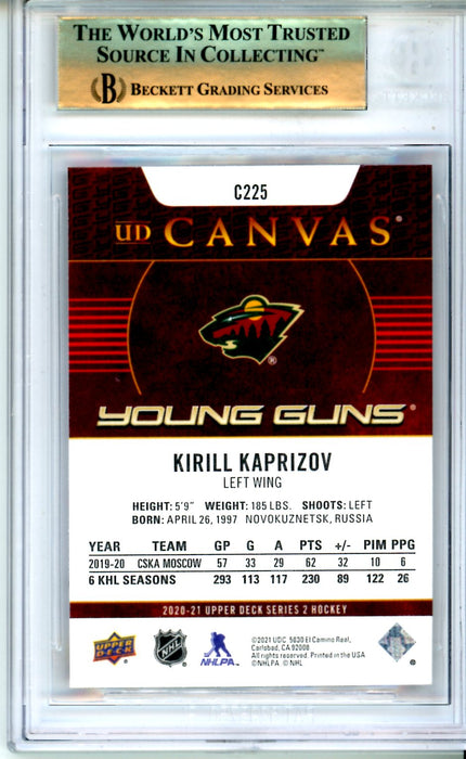 BGS 10 PRISTINE Kirill Kaprizov Young Guns 2020-21 Upper Deck Canvas #C225