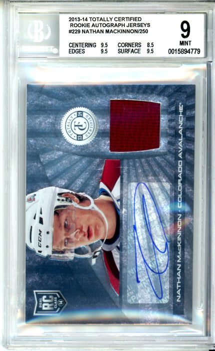 BGS 9 MINT Nathan MacKinnon 2013-14 Totally Certified Rookie Autographs Jerseys #229