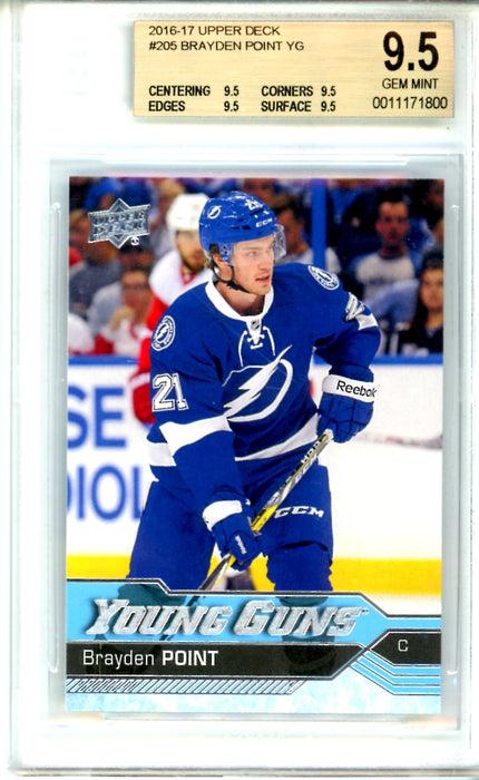 BGS 9.5 GEM MINT Brayden Point Young Guns 2016-17 Upper Deck #205