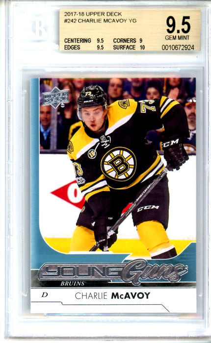 BGS 9.5 GEM MINT Charlie McAvoy Young Guns 2017-18 Upper Deck