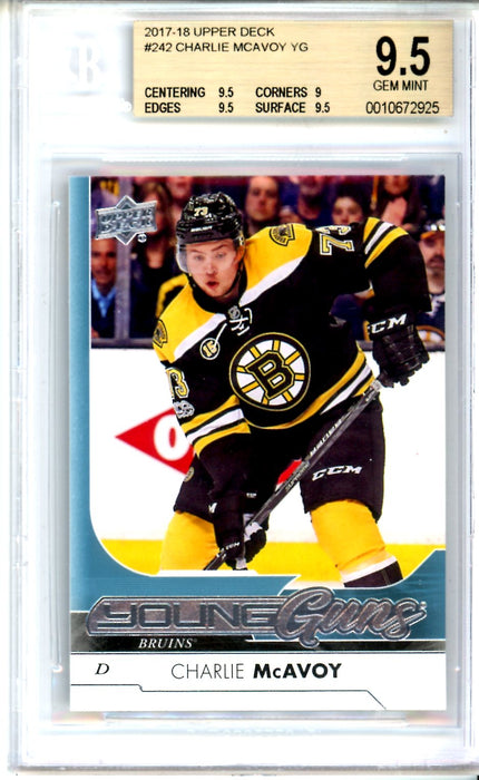 BGS 9.5 GEM MINT Charlie McAvoy Young Guns 2017-18 Upper Deck