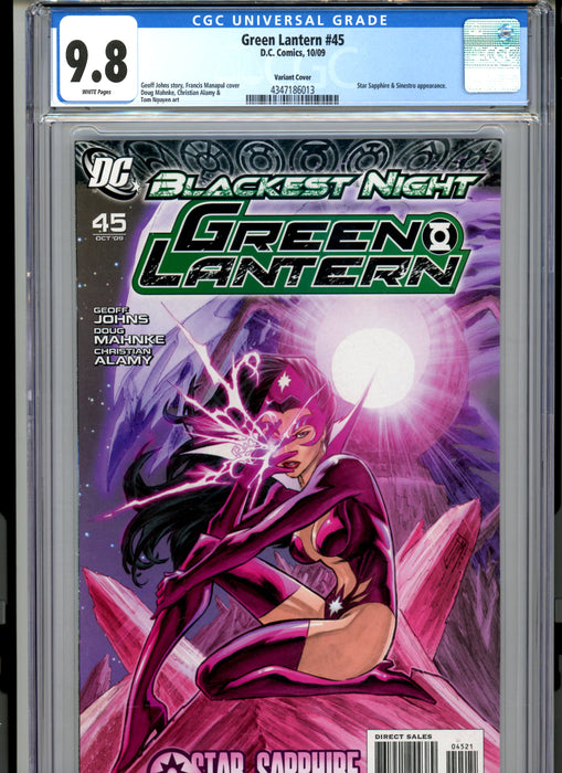 CGC 9.8 Green Lantern #45 Variant Cover Sinestro & Star Sapphire Appearance