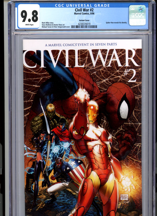 CGC 9.8 Civil War #2 Variant Spider-Man Reveals his identity