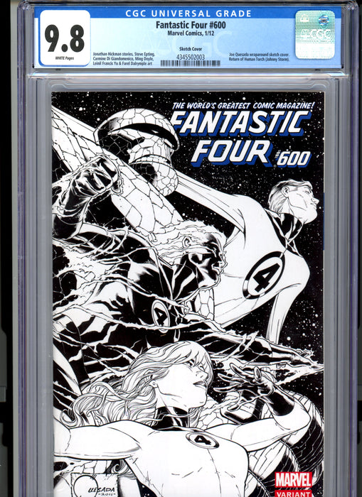 CGC 9.8 Fantastic Four #600 Quesada Wraparound Sketch Cover