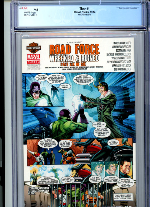 CGC 9.8 Thor #1 Ribic Variant Jane Foster becomes New Thor