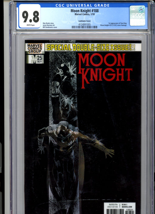 CGC 9.8 Moon Knight #188 Lenticular Cover 1st Appearance of Sun King