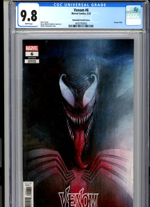 CGC 9.8 Venom #6 Simmonds Variant Cover