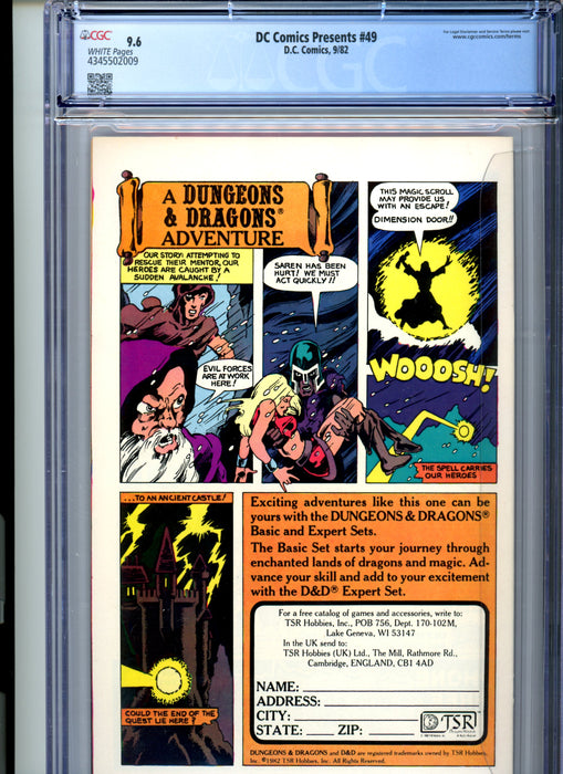 CGC 9.6 DC Comics Presents #49 Captain Marvel. Black Adam Appearance