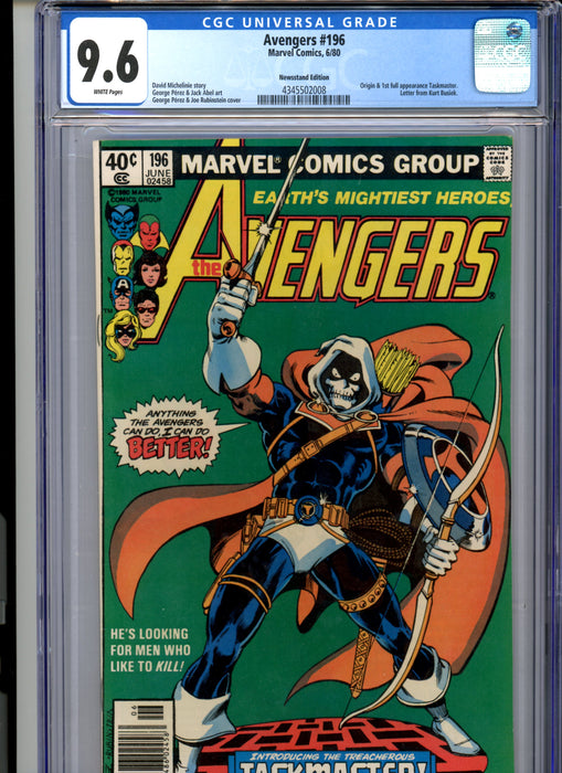 CGC 9.6 Avengers #196 Newsstand Edition Origins & 1st Appearance Taskmaster