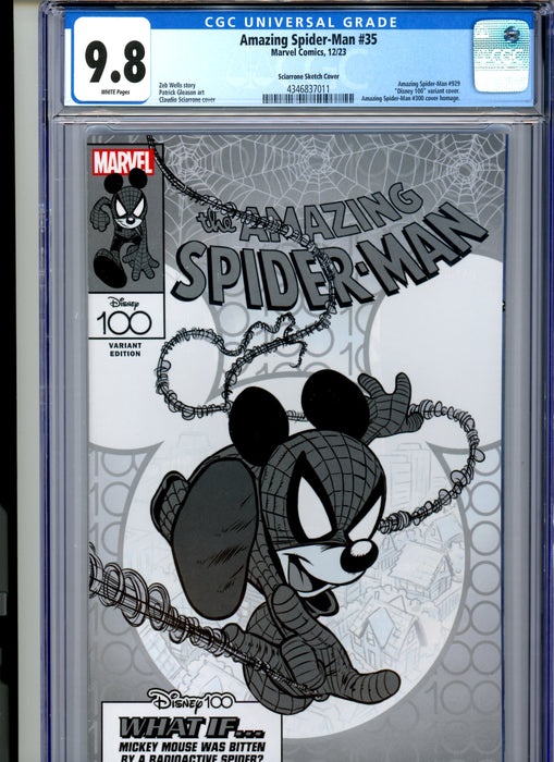 CGC 9.8 Amazing Spider-Man #35 Sciarrone Sketch Cover Disney 100 Variant