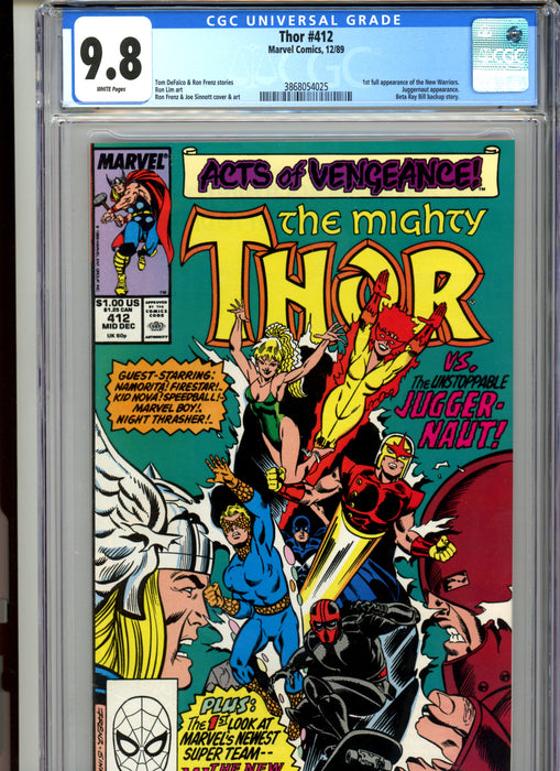 CGC 9.8 Thor #412 1st Full Appearance of New Warriors