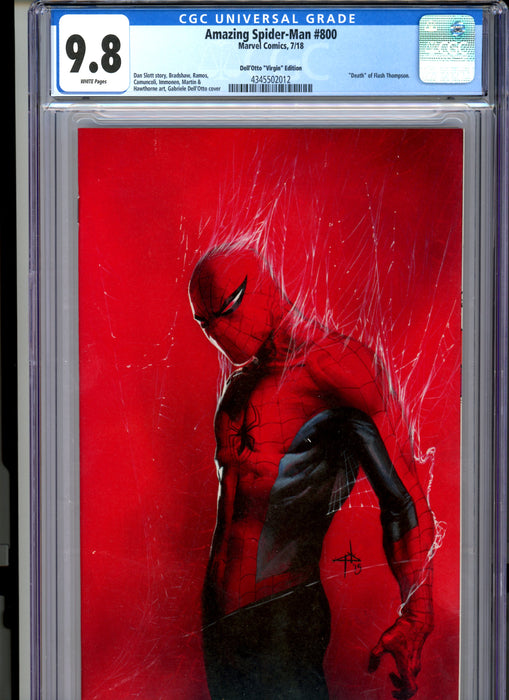 CGC 9.8 Amazing Spider-Man #800 Dell'Otto Virgin Variant "Dead" of Flash Thompson