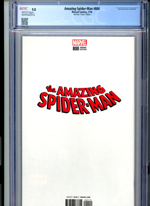 CGC 9.8 Amazing Spider-Man #800 Dell'Otto Virgin Variant "Dead" of Flash Thompson