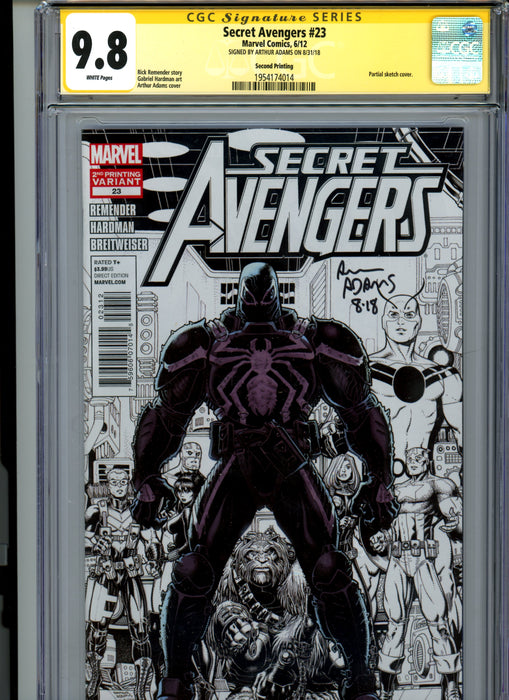 CGC 9.8 Signature Series Secret Avengers #23 Second Printing Partial Sketch Variant