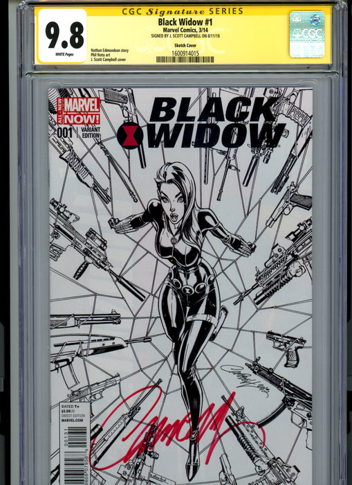 CGC 9.8 Signature Series Black Widow #1 Campbell Sketch Cover