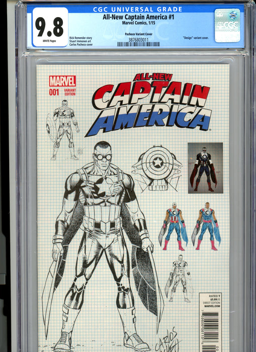 CGC 9.8 All-New Captain America #1 Pacheco "Design" Variant