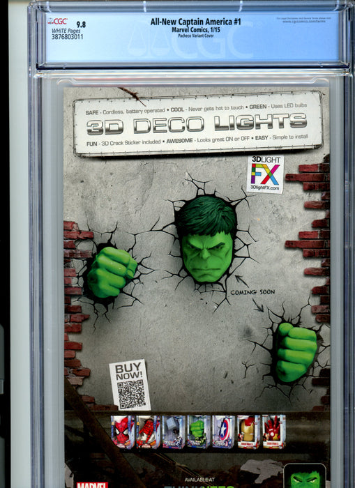 CGC 9.8 All-New Captain America #1 Pacheco "Design" Variant