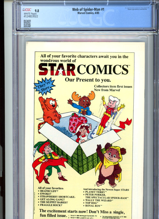 CGC 9.8 Web of Spider-Man #1 1st appearance of Vulturions