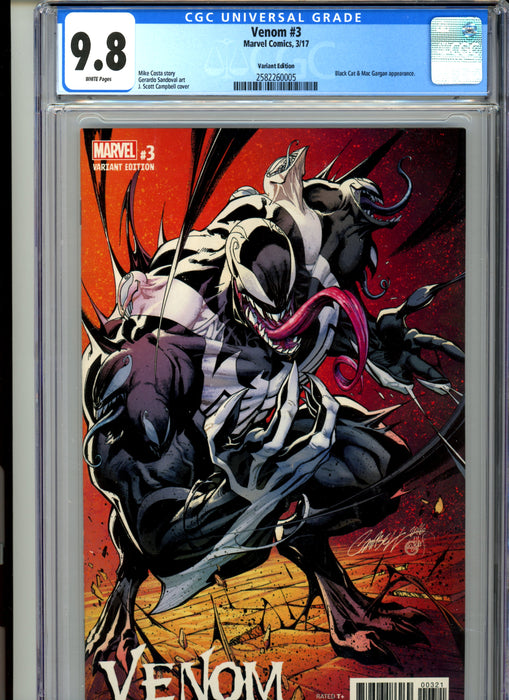 CGC 9.8 Venom #3 Campbell Variant Black Cat & Mac Gargan Appearance