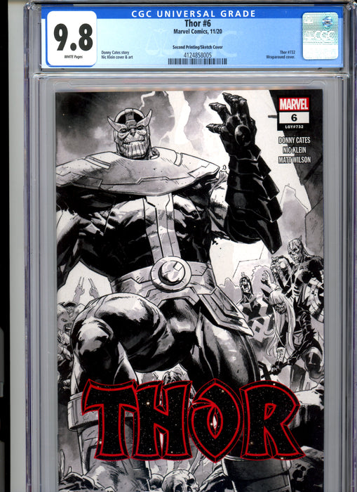 CGC 9.8 Thor #6 Second Print Sketch Cover
