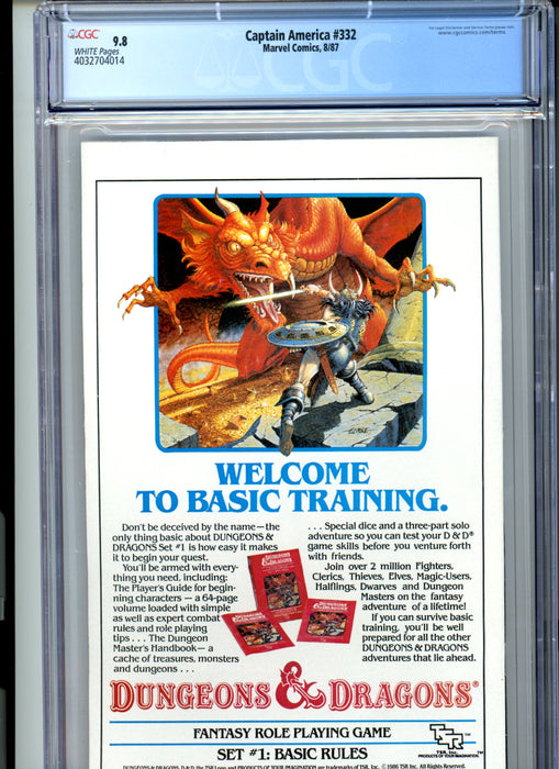 CGC 9.8 Captain America #332 Steve Rogers resigns as Captain America